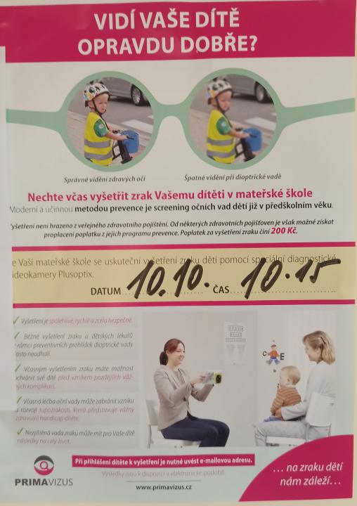 Info na dveřích MŠ 